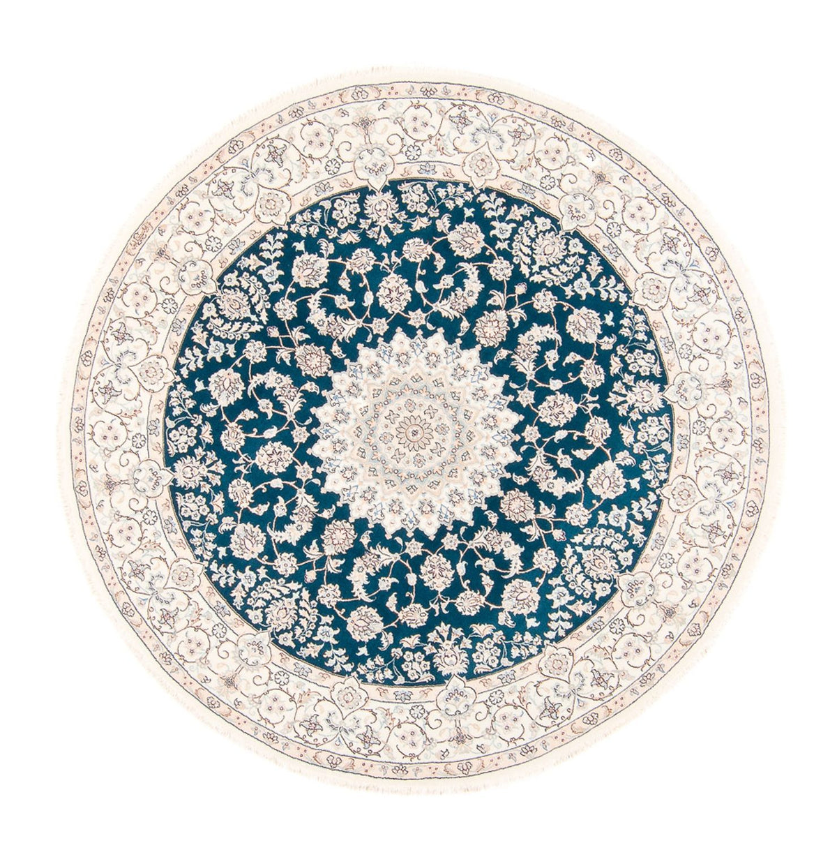 Persisk tæppe - Nain rundt  - 200 x 200 cm - blå