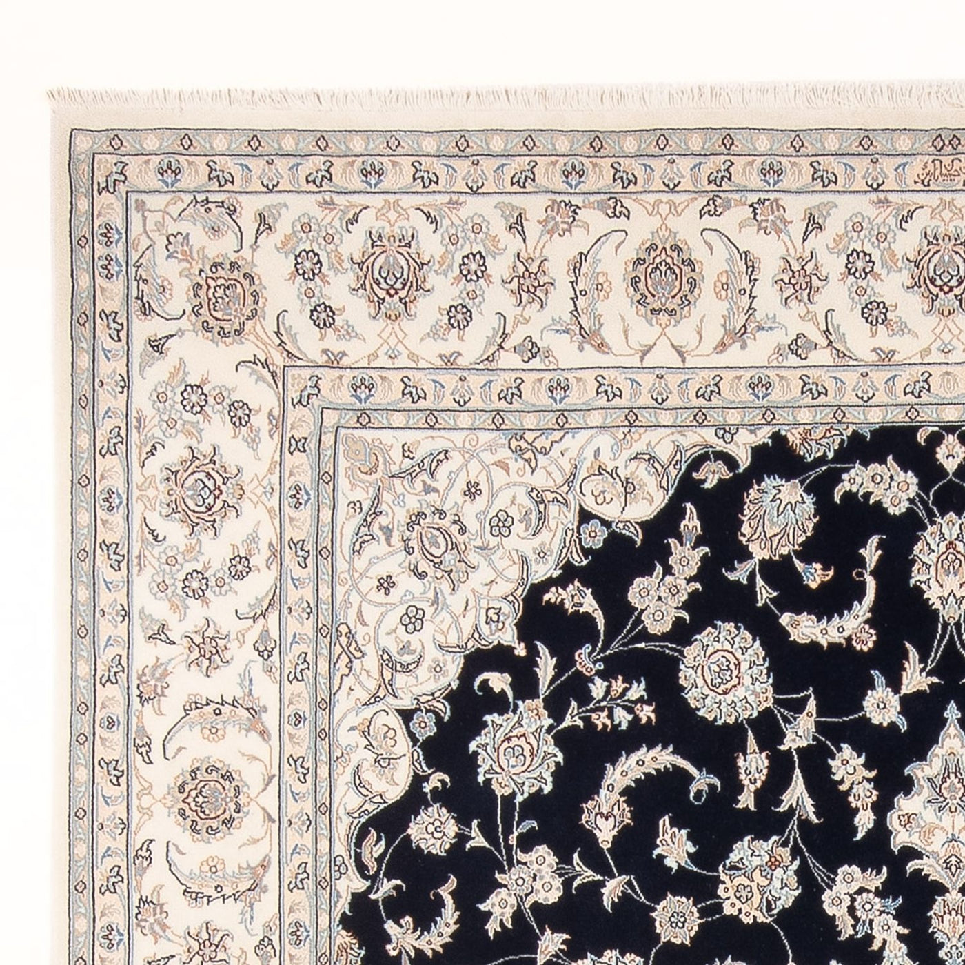 Persisk tæppe - Nain - Premium - 275 x 228 cm - mørkeblå