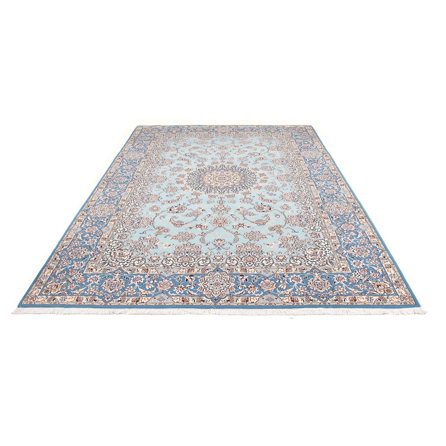 Persisk tæppe - Nain - Premium - 308 x 200 cm - lyseblå