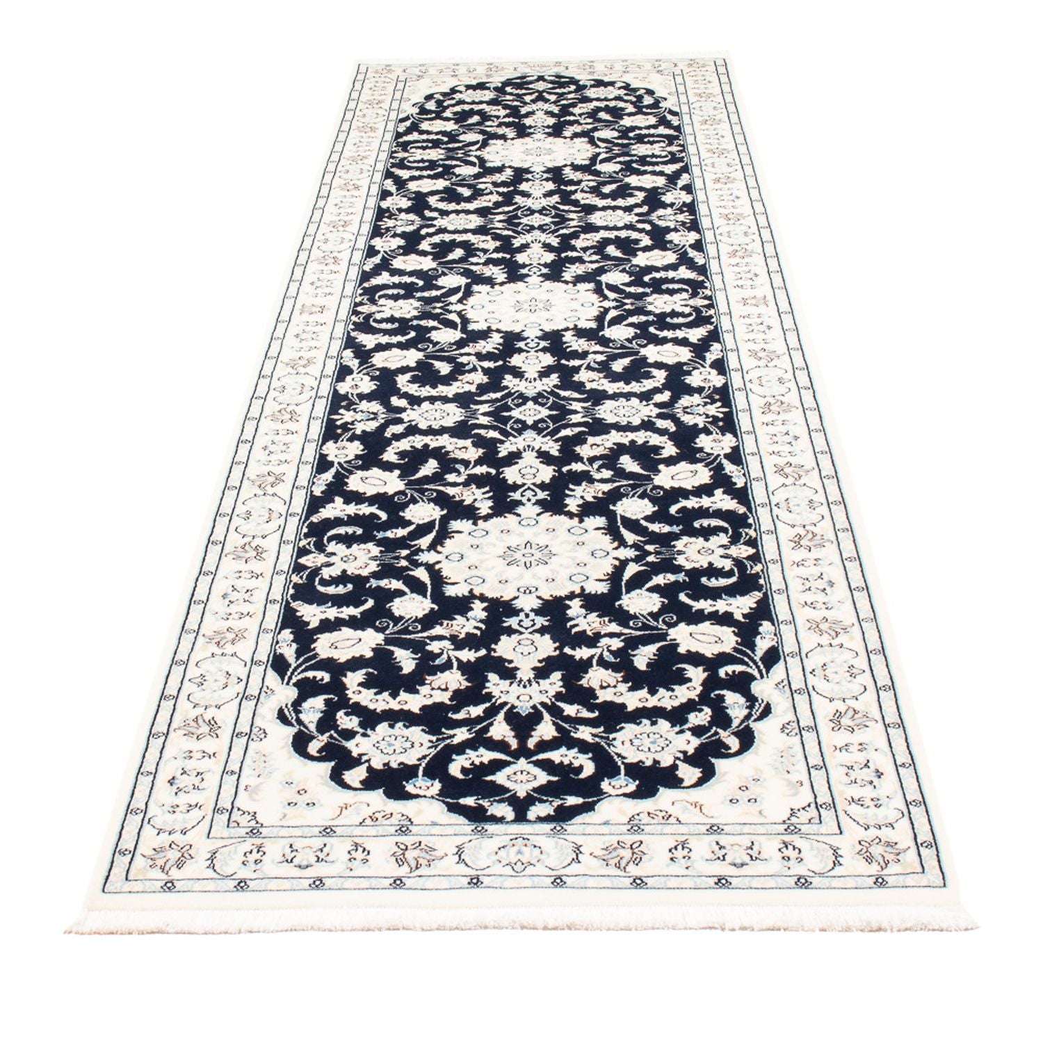 Løber Persisk tæppe - Nain - Premium - 296 x 80 cm - mørkeblå