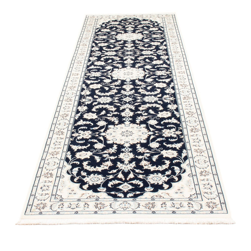 Løber Persisk tæppe - Nain - Premium - 296 x 80 cm - mørkeblå