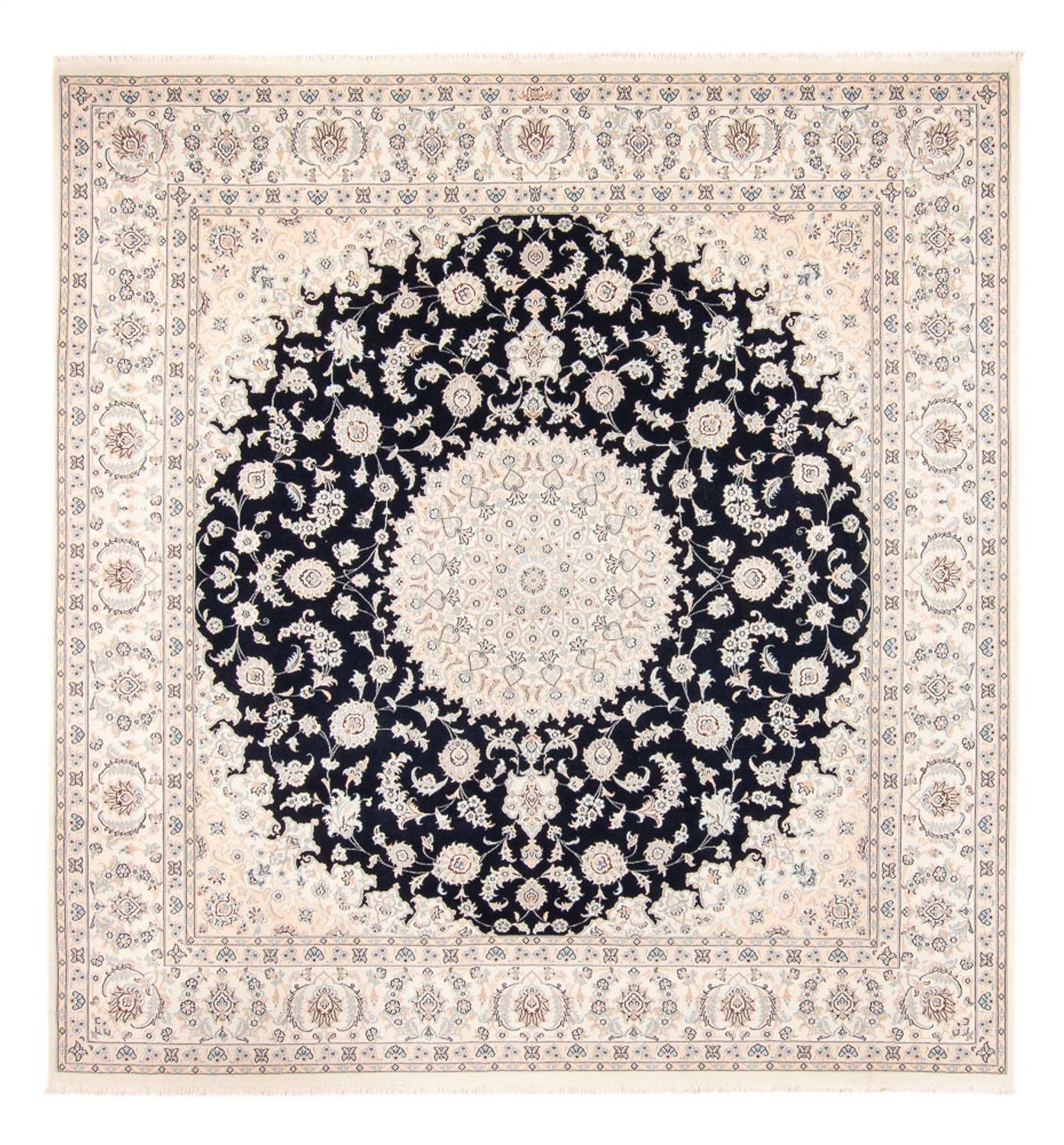 Persisk tæppe - Nain - 267 x 247 cm - mørkeblå