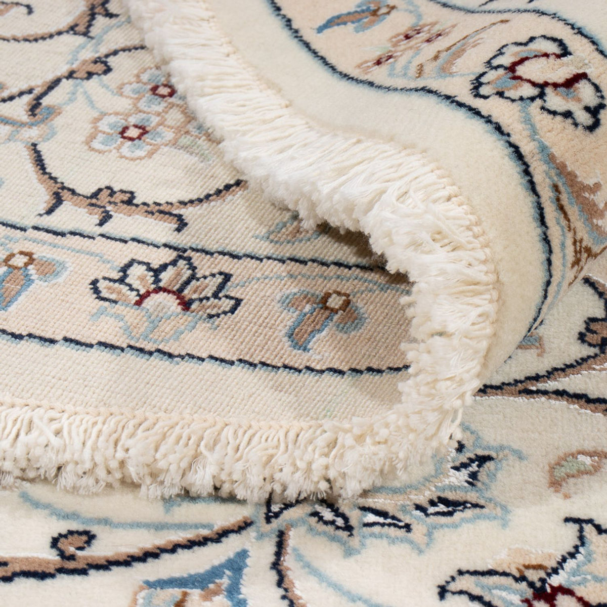 Persisk tæppe - Nain rundt  - 200 x 200 cm - benzinblå