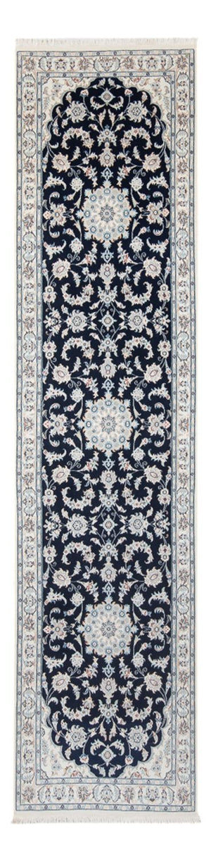 Løber Persisk tæppe - Nain - Premium - 306 x 81 cm - mørkeblå