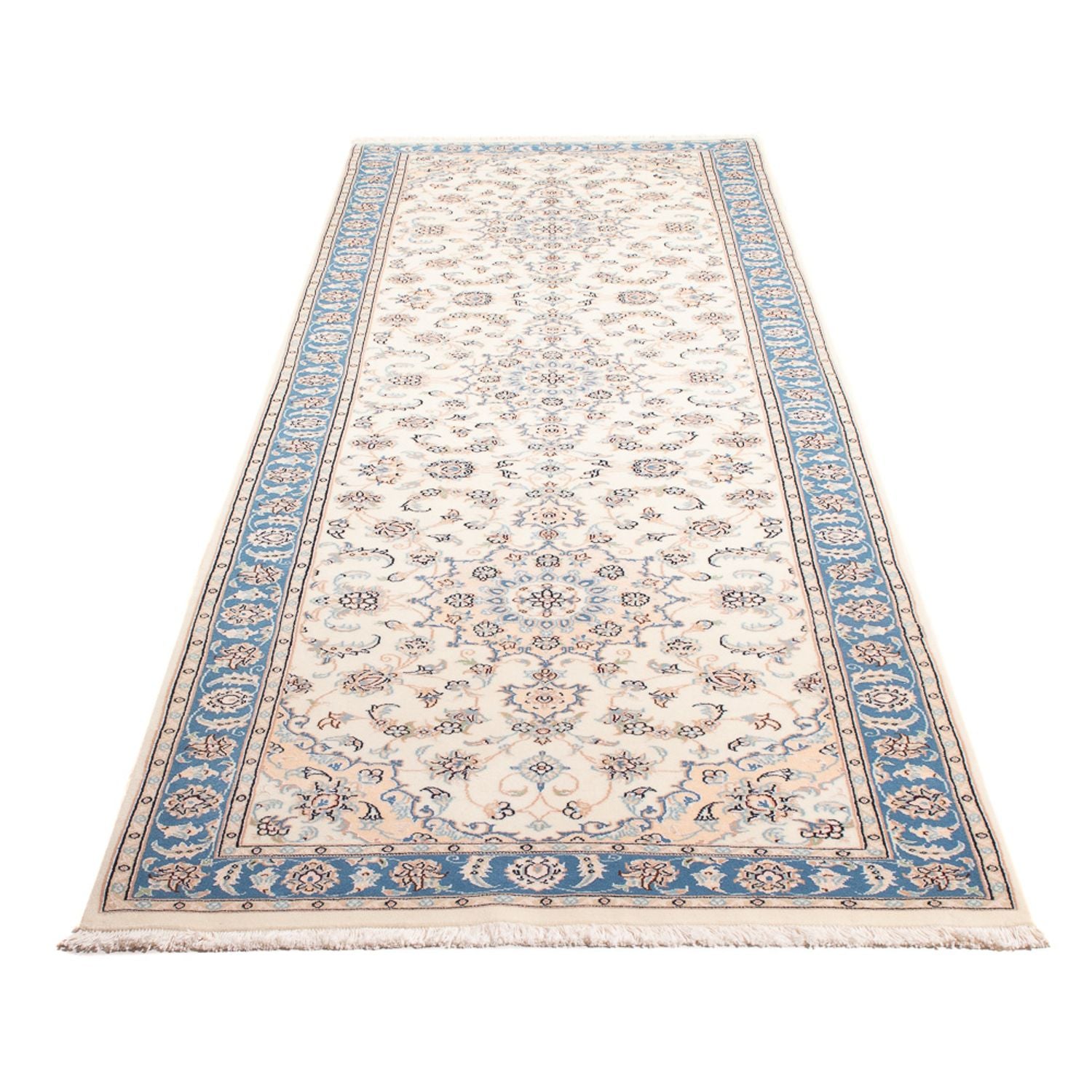 Løber Persisk tæppe - Nain - Premium - 296 x 90 cm - creme