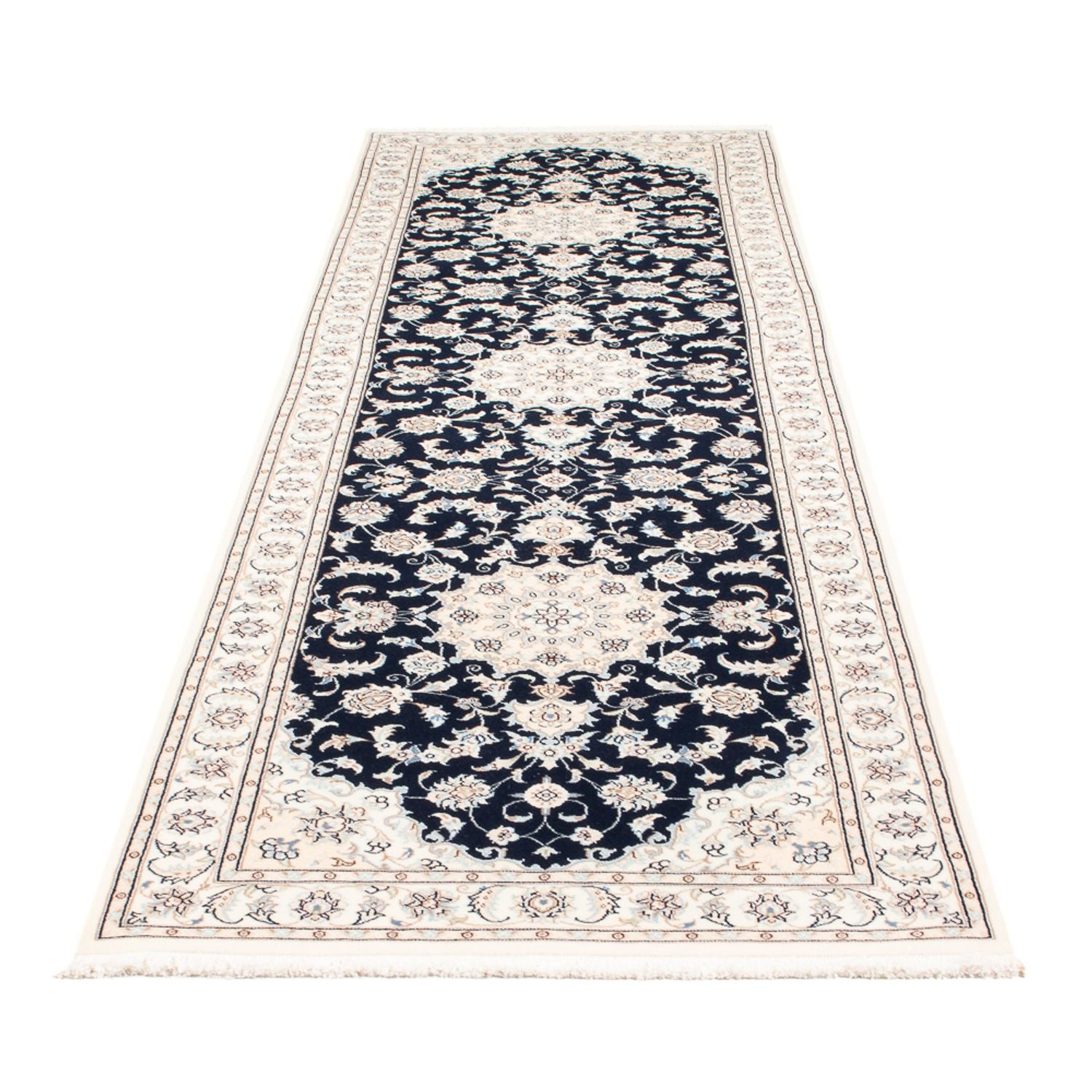 Løber Persisk tæppe - Nain - Premium - 300 x 88 cm - mørkeblå