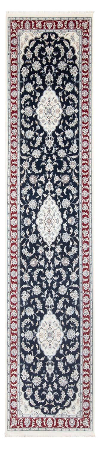 Løber Persisk tæppe - Nain - Premium - 353 x 85 cm - mørkeblå