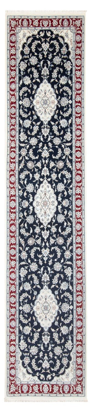 Løber Persisk tæppe - Nain - Premium - 353 x 85 cm - mørkeblå