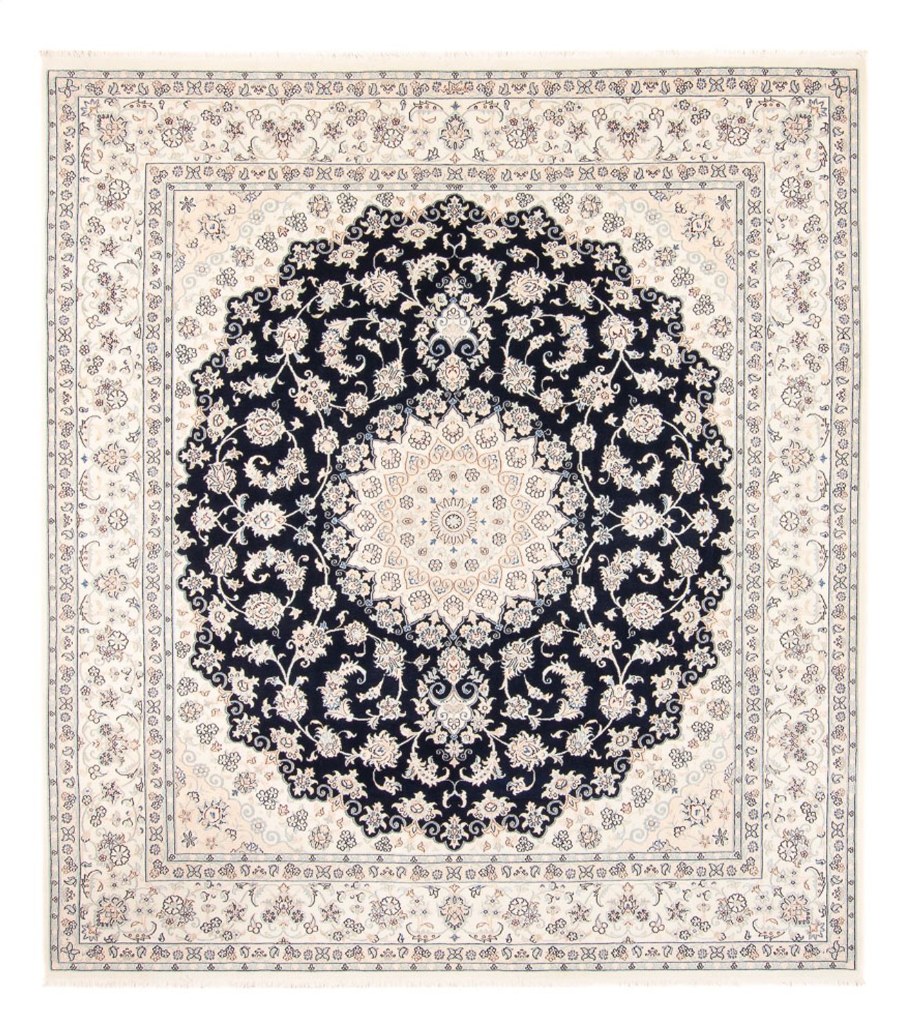 Persisk tæppe - Nain - 263 x 225 cm - mørkeblå