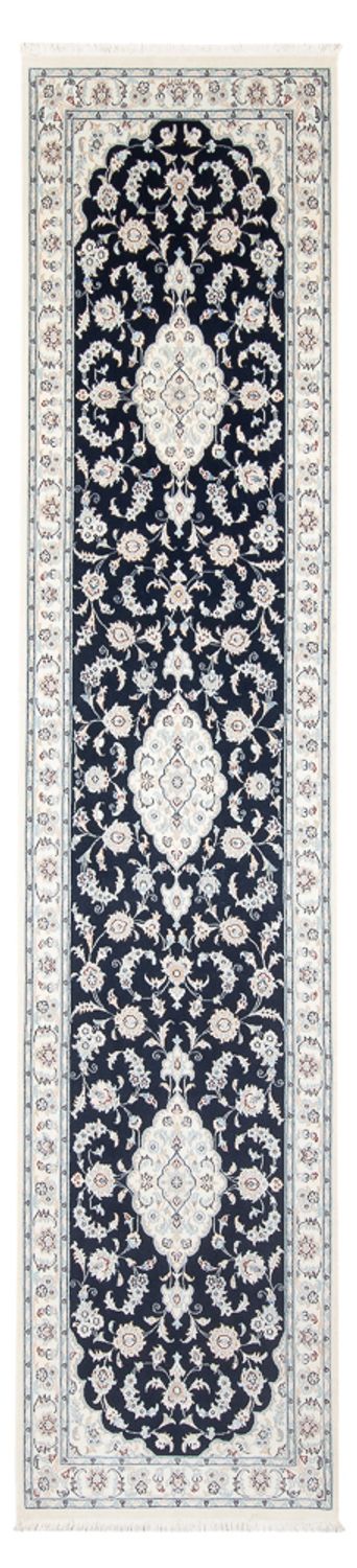 Løber Persisk tæppe - Nain - Premium - 346 x 88 cm - mørkeblå