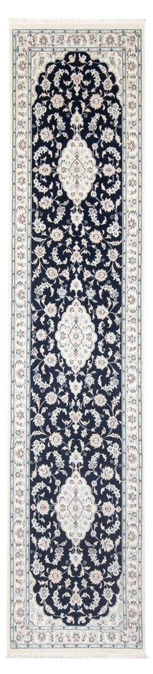 Løber Persisk tæppe - Nain - Premium - 346 x 88 cm - mørkeblå