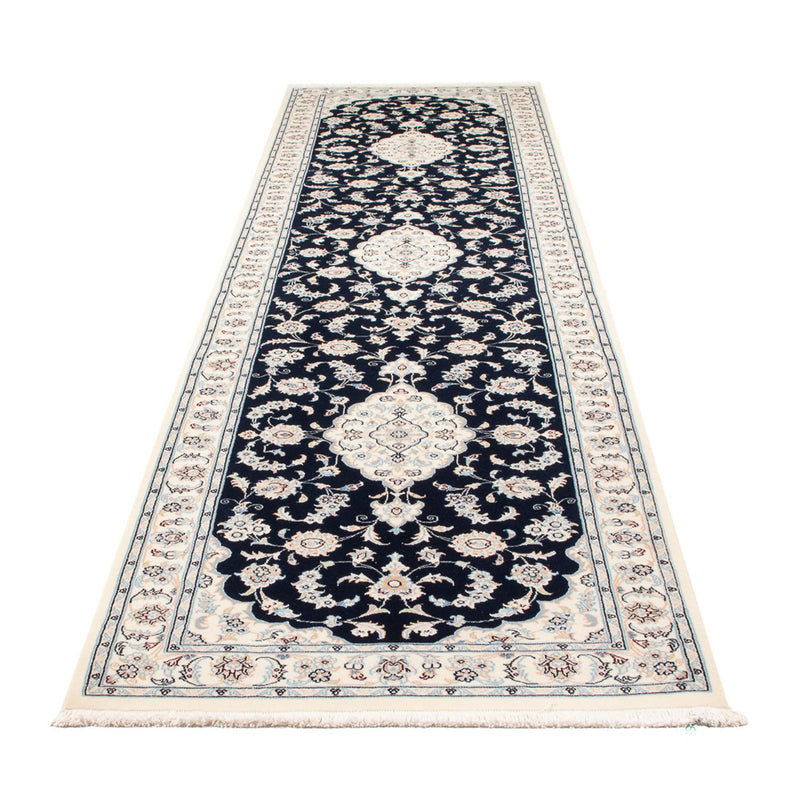 Løber Persisk tæppe - Nain - Premium - 346 x 88 cm - mørkeblå