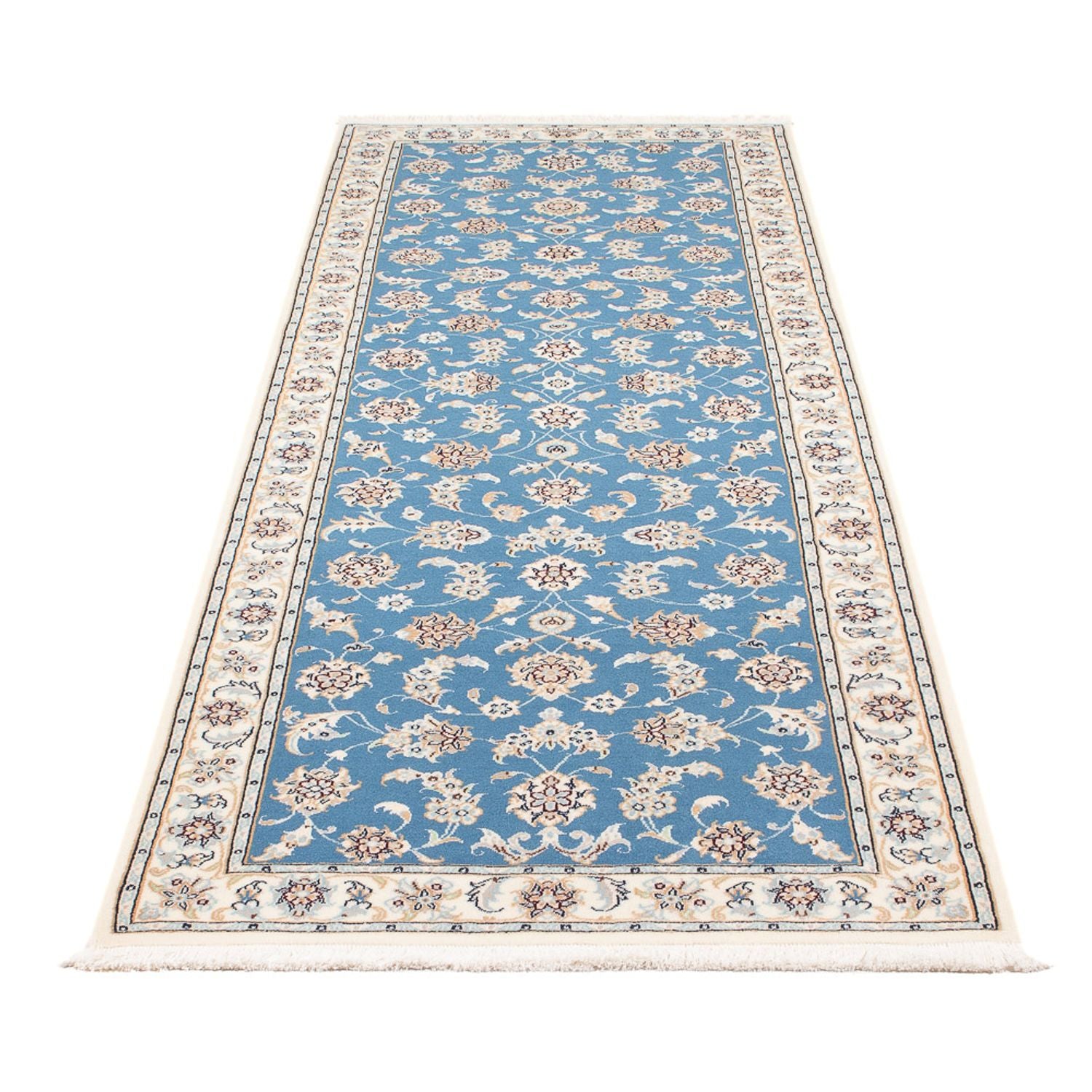 Løber Persisk tæppe - Nain - Premium - 248 x 81 cm - blå