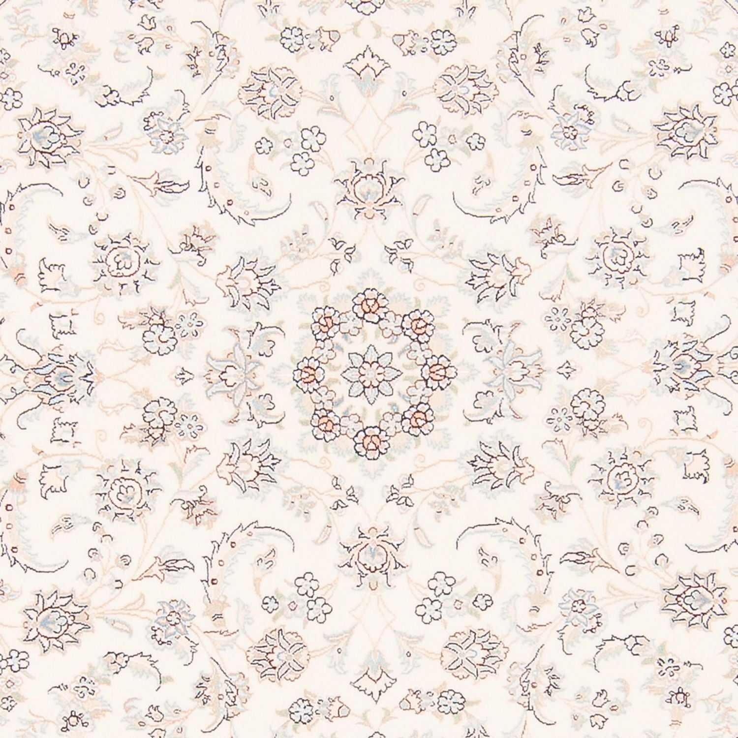 Persisk tæppe - Nain rundt  - 200 x 200 cm - creme