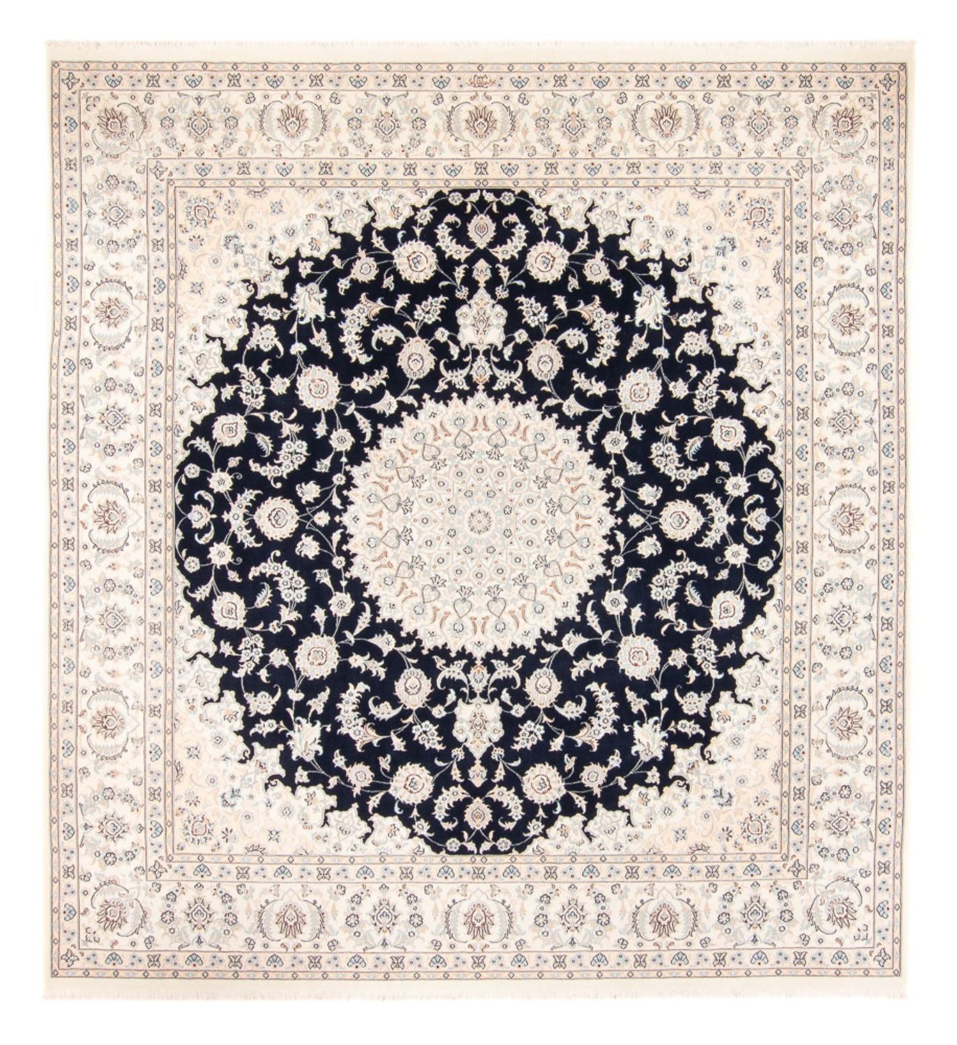 Persisk tæppe - Nain - 260 x 245 cm - mørkeblå