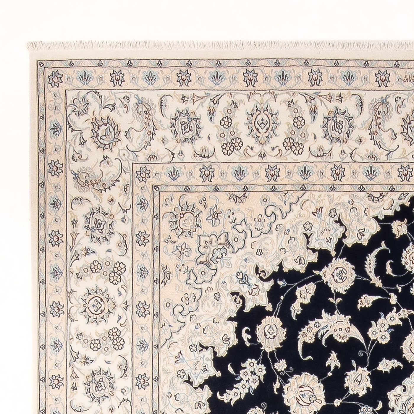 Persisk tæppe - Nain - Premium - 346 x 244 cm - mørkeblå