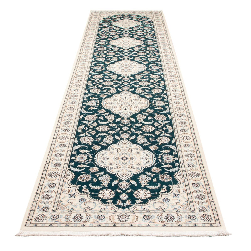 Løber Persisk tæppe - Nain - Premium - 397 x 88 cm - mørkeblå