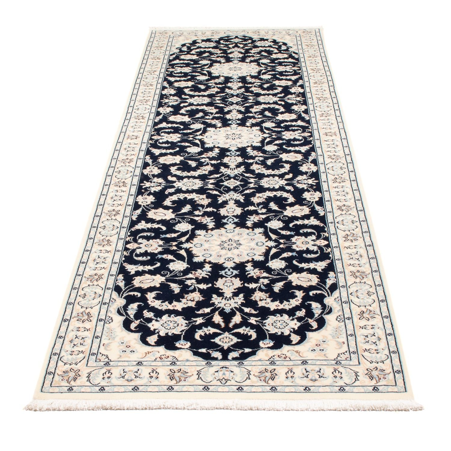 Løber Persisk tæppe - Nain - Premium - 297 x 81 cm - mørkeblå