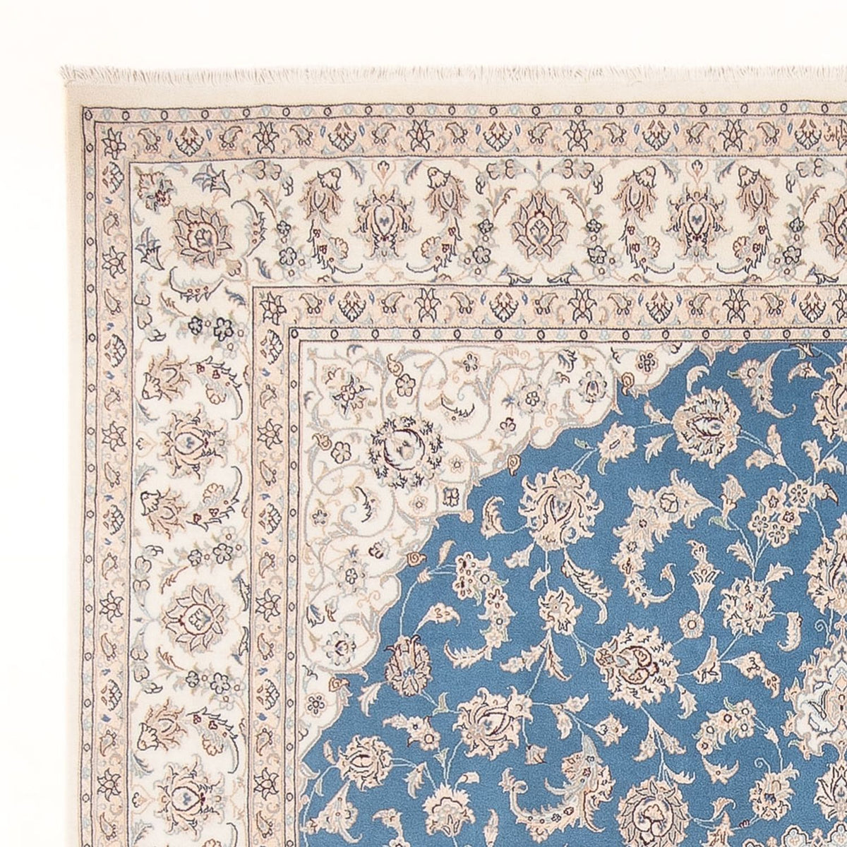 Persisk tæppe - Nain - Premium - 303 x 247 cm - lyseblå