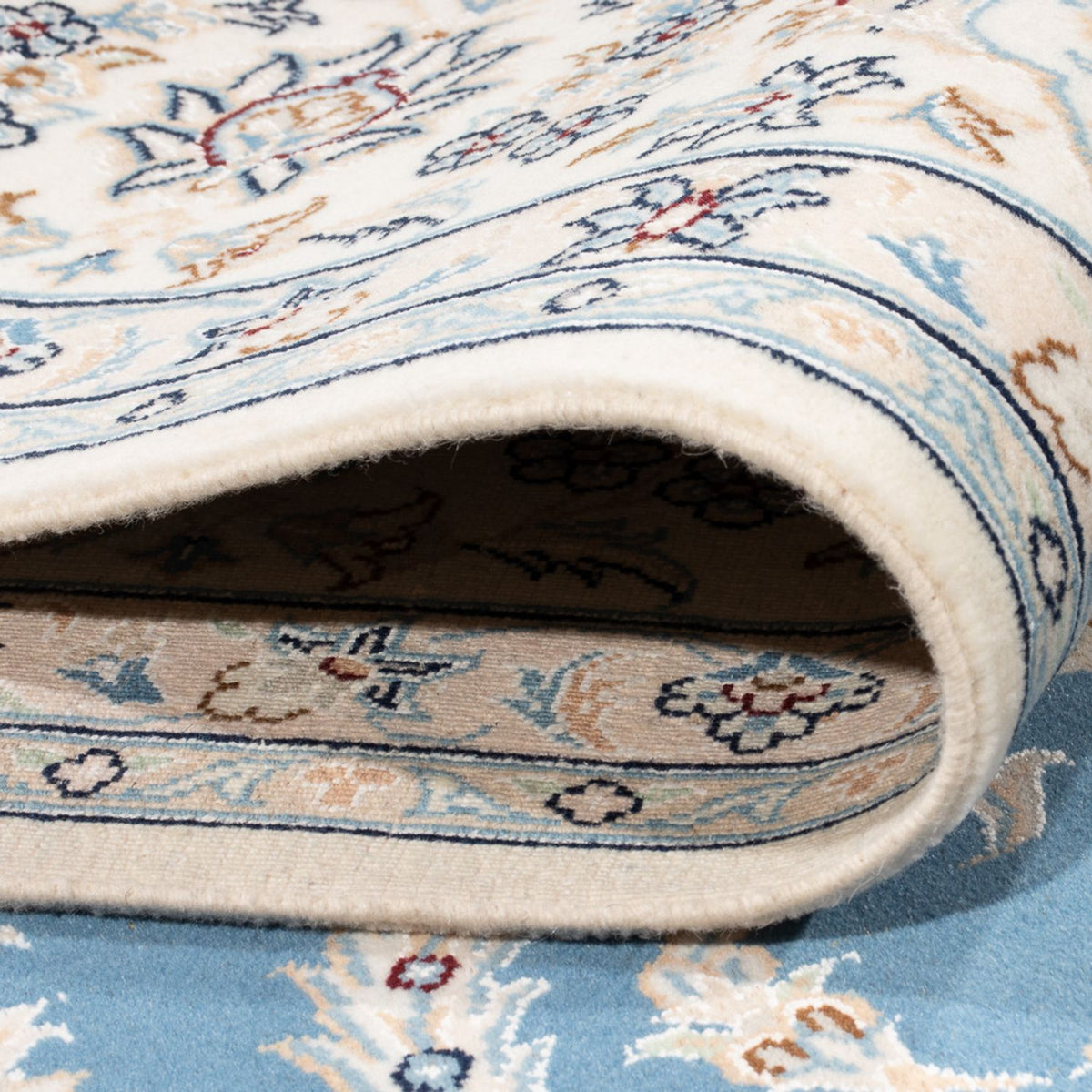 Persisk tæppe - Nain - Premium - 293 x 248 cm - lyseblå