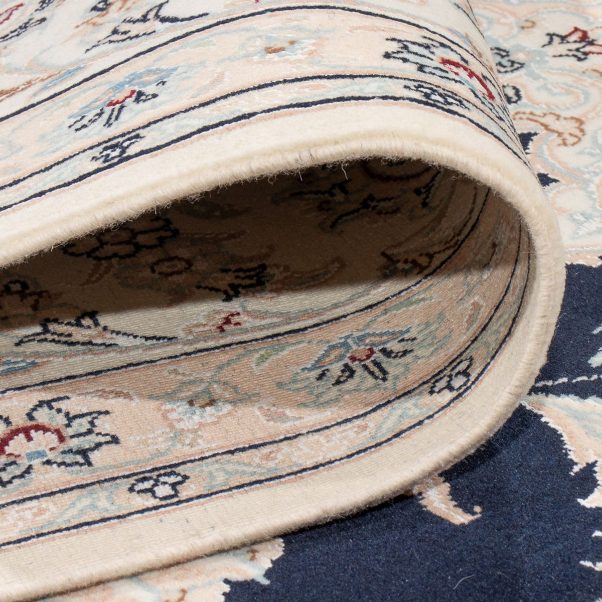 Persisk tæppe - Nain - Premium - 340 x 246 cm - mørkeblå