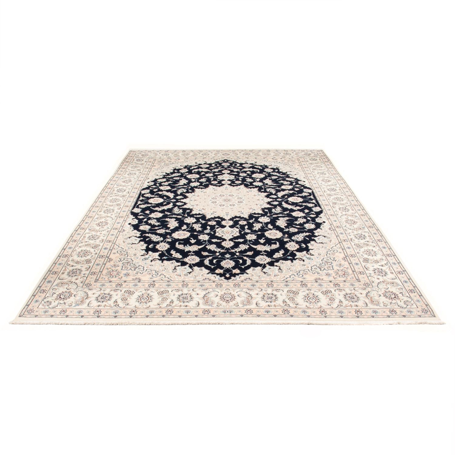 Persisk tæppe - Nain - Premium - 340 x 246 cm - mørkeblå