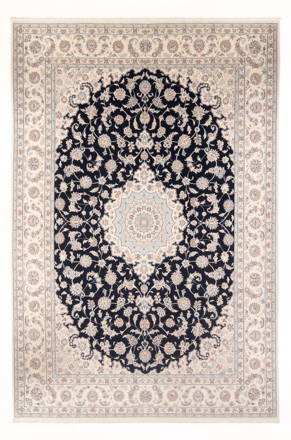 Persisk tæppe - Nain - Premium - 342 x 246 cm - mørkeblå