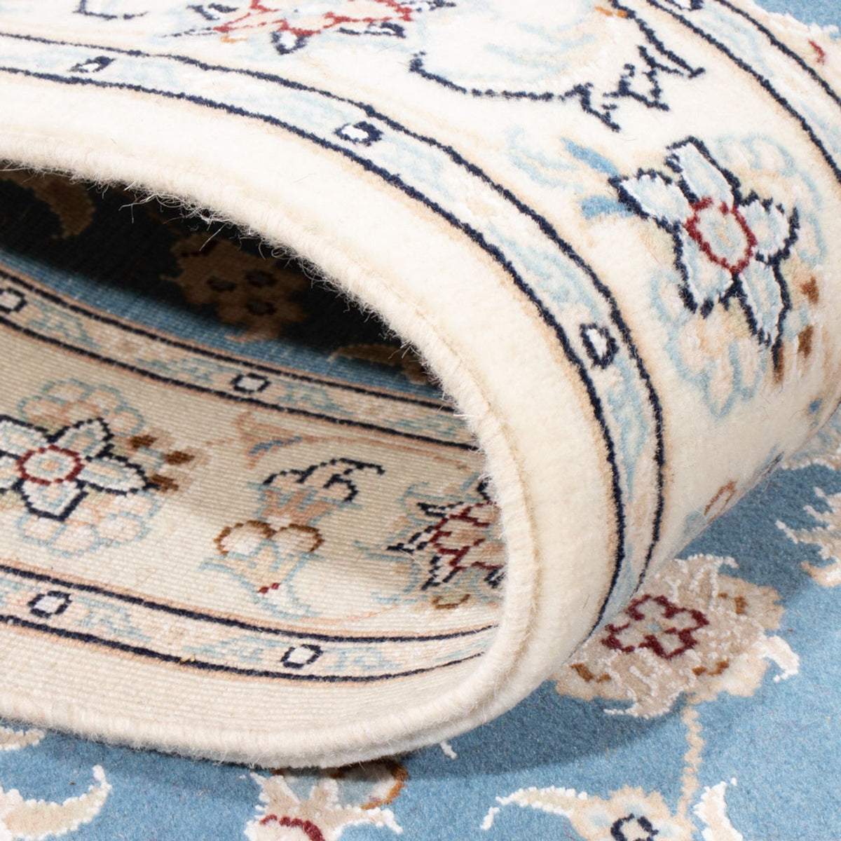 Løber Persisk tæppe - Nain - Royal - 204 x 82 cm - lyseblå