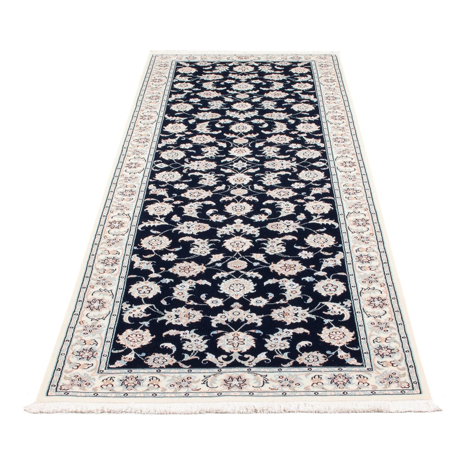 Løber Persisk tæppe - Nain - Premium - 248 x 82 cm - mørkeblå