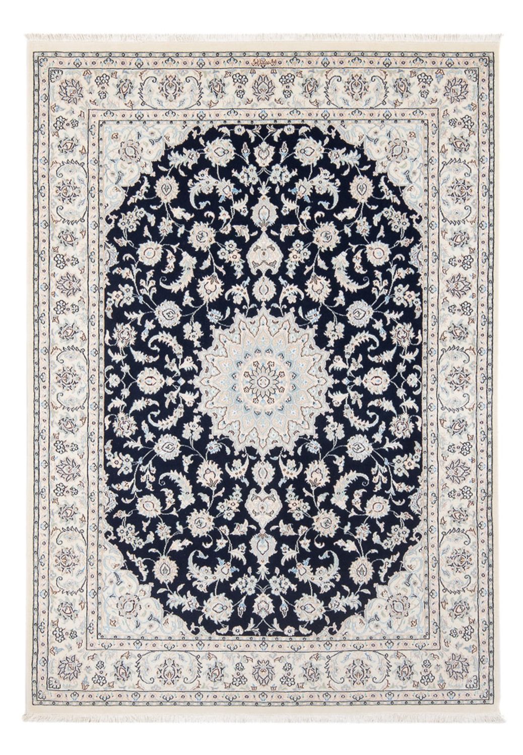 Persisk tæppe - Nain - Premium - 205 x 148 cm - mørkeblå