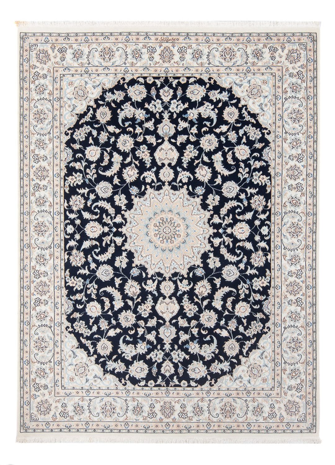 Persisk tæppe - Nain - Premium - 198 x 150 cm - mørkeblå