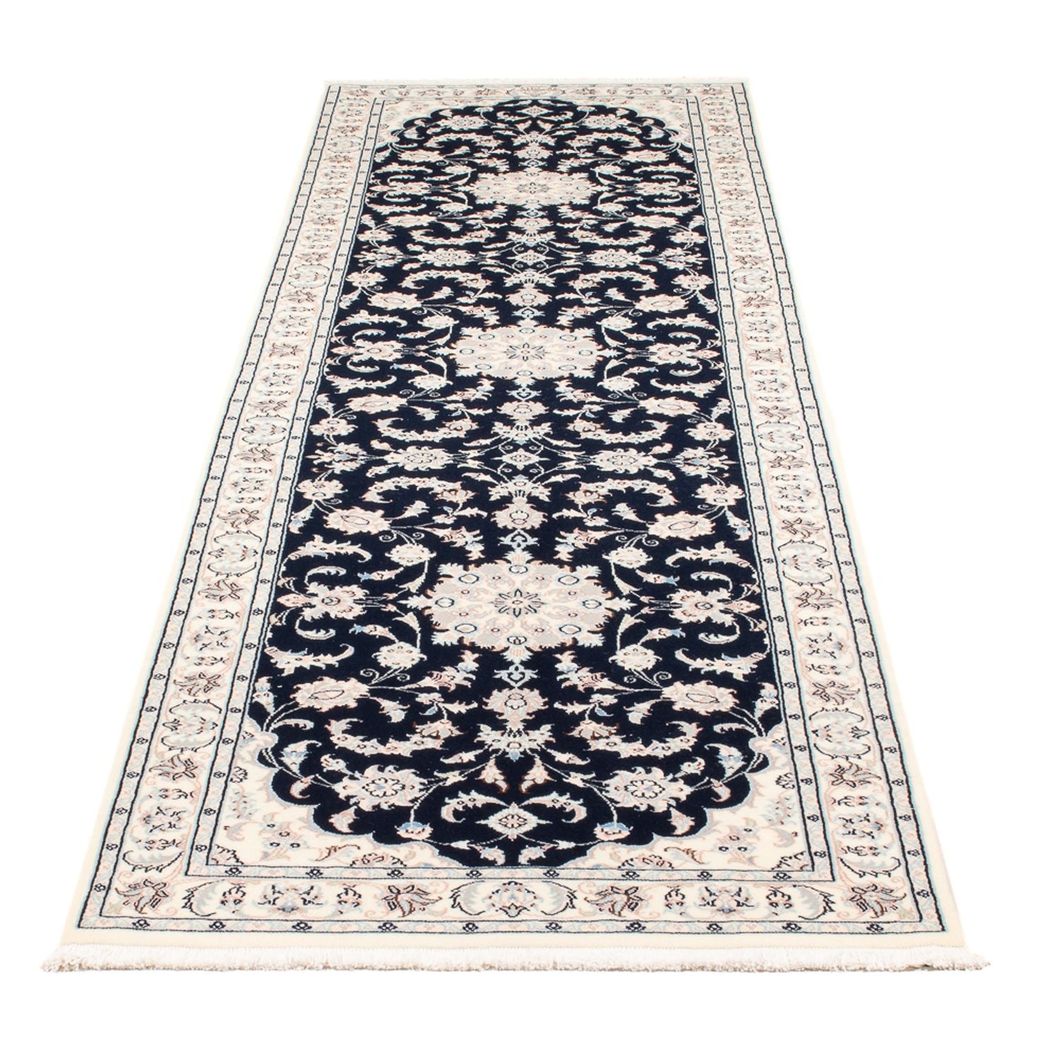 Løber Persisk tæppe - Nain - Premium - 296 x 81 cm - mørkeblå