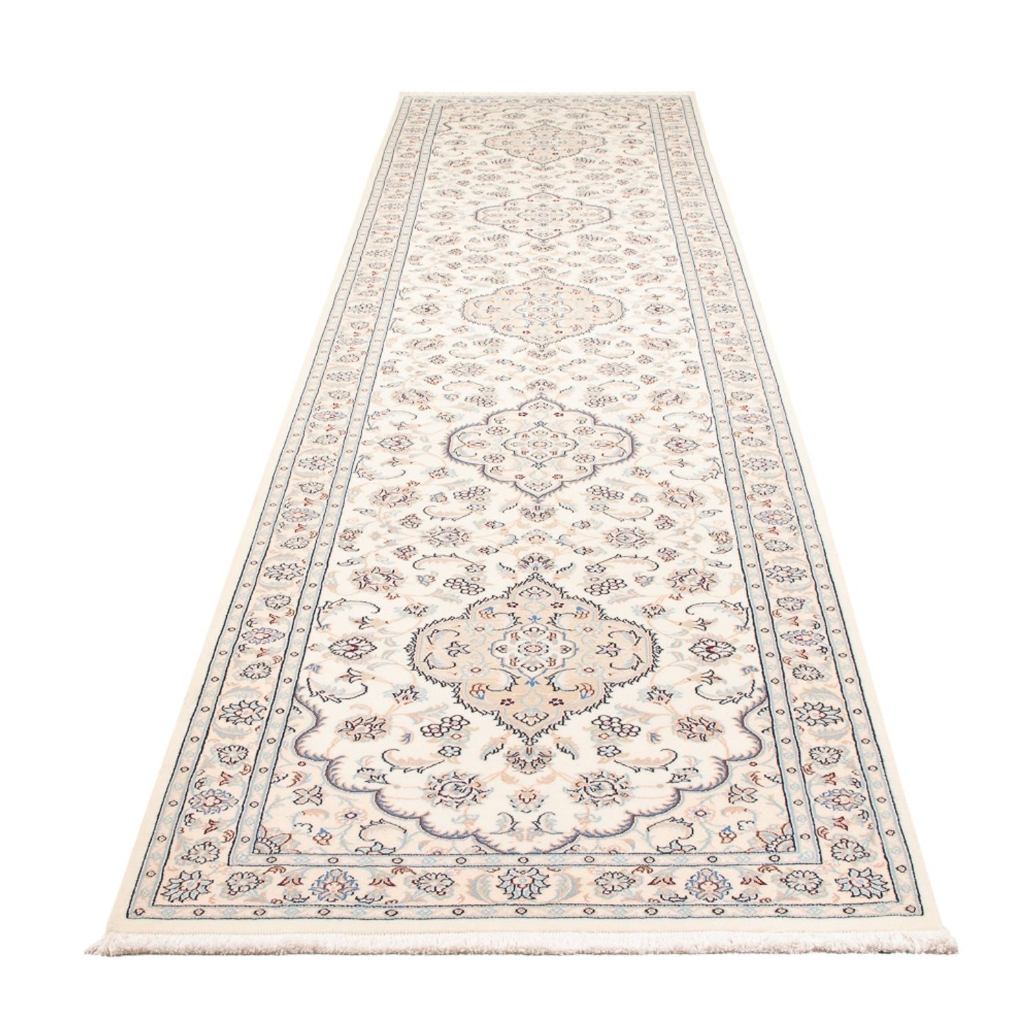 Løber Persisk tæppe - Nain - Premium - 390 x 93 cm - creme