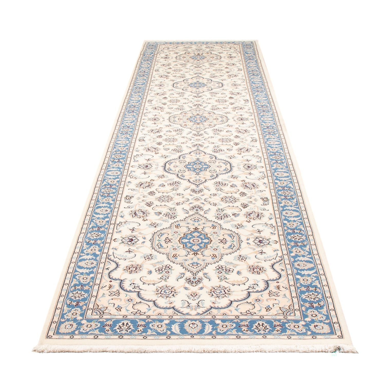 Løber Persisk tæppe - Nain - Premium - 394 x 91 cm - creme