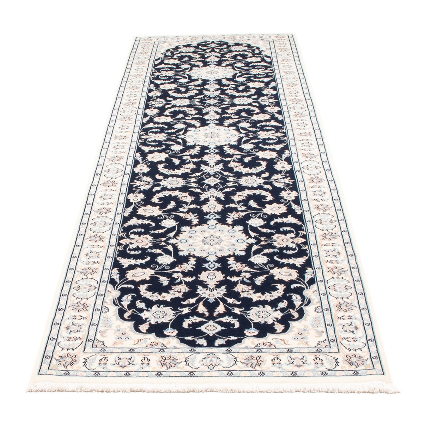 Løber Persisk tæppe - Nain - Premium - 305 x 82 cm - mørkeblå