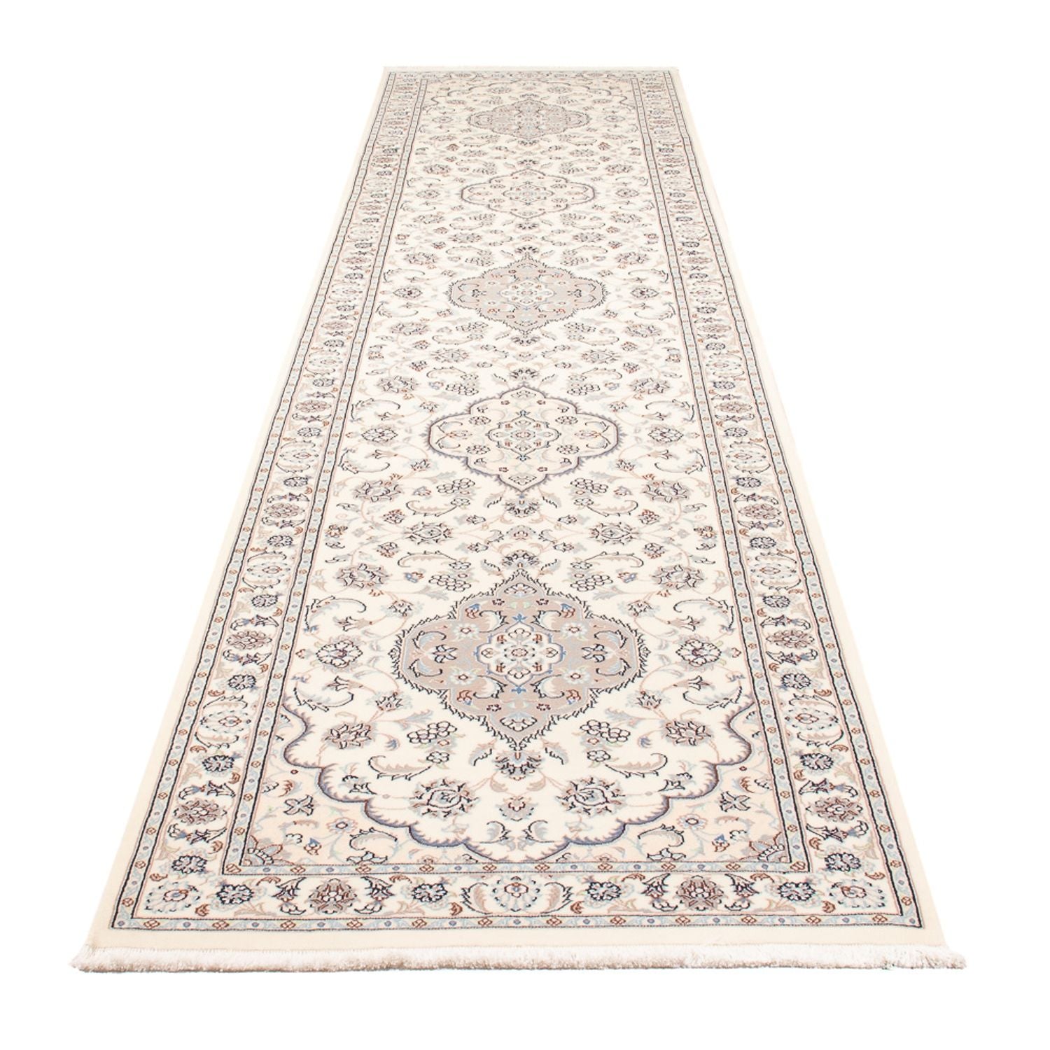Løber Persisk tæppe - Nain - Premium - 410 x 90 cm - creme