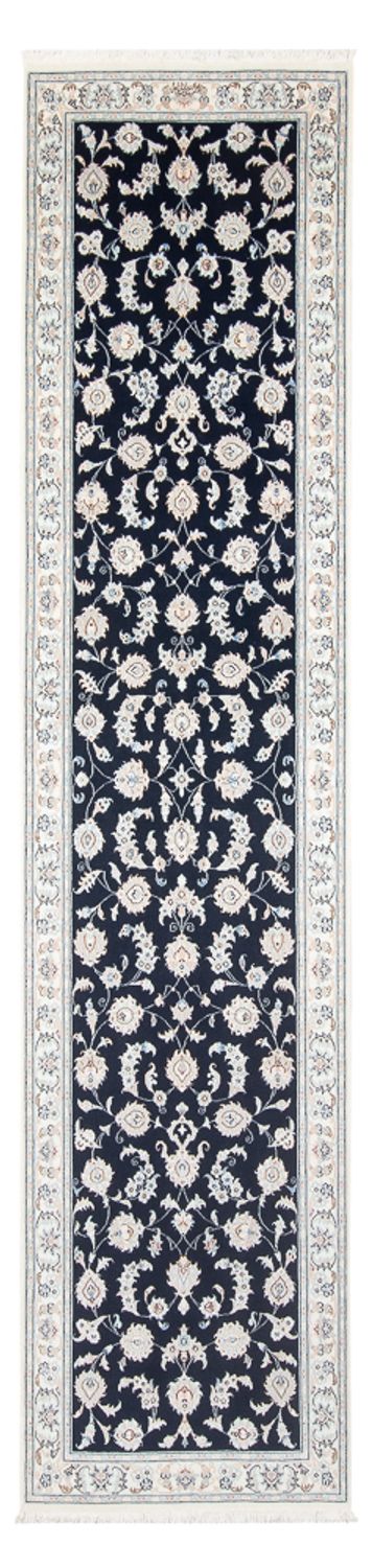 Løber Persisk tæppe - Nain - Premium - 339 x 85 cm - mørkeblå