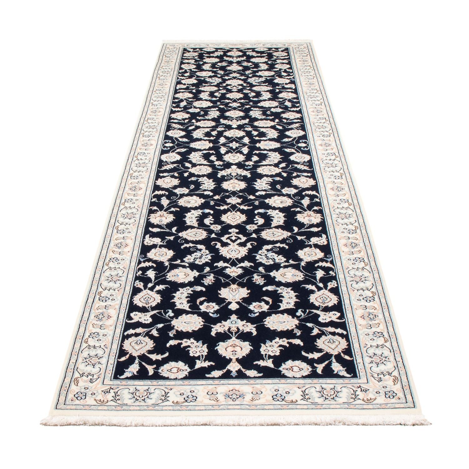 Løber Persisk tæppe - Nain - Premium - 339 x 85 cm - mørkeblå