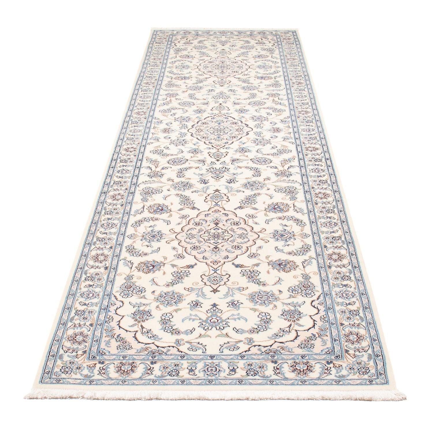 Løber Persisk tæppe - Nain - Premium - 346 x 84 cm - creme