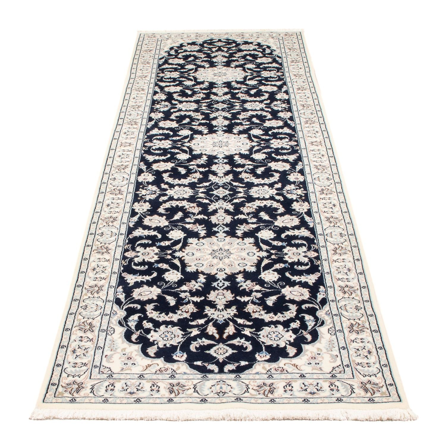 Løber Persisk tæppe - Nain - Premium - 294 x 80 cm - mørkeblå