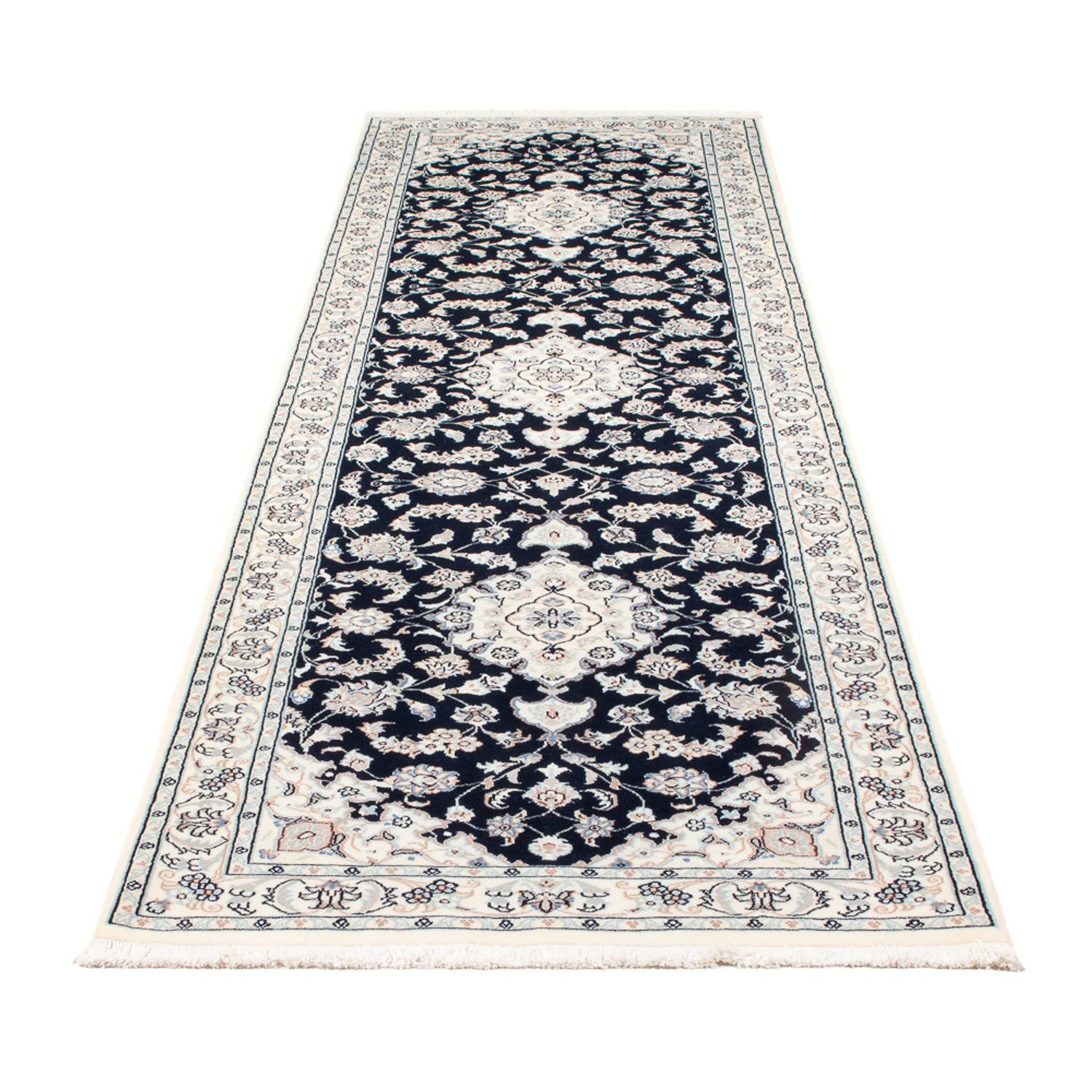 Løber Persisk tæppe - Nain - Premium - 299 x 84 cm - mørkeblå