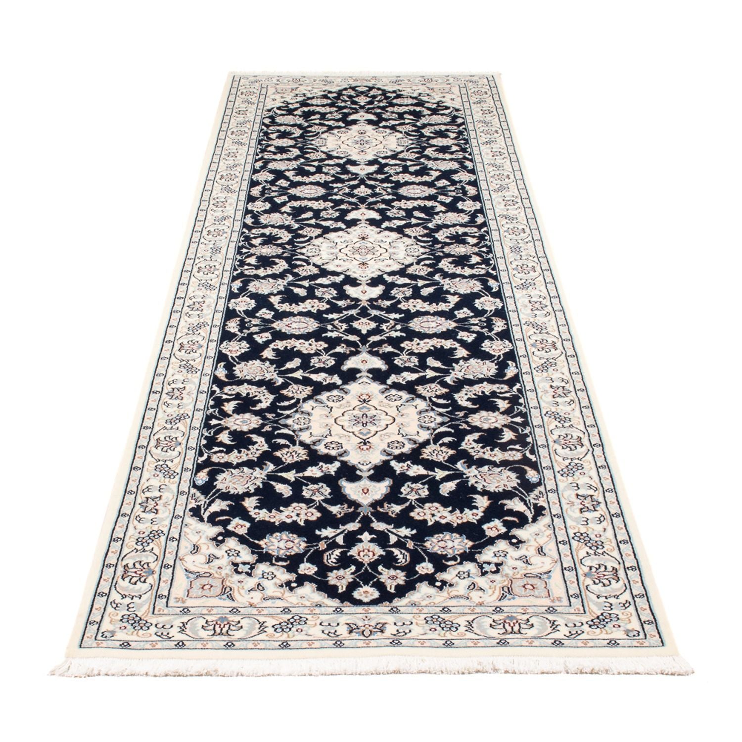 Løber Persisk tæppe - Nain - Premium - 300 x 80 cm - mørkeblå