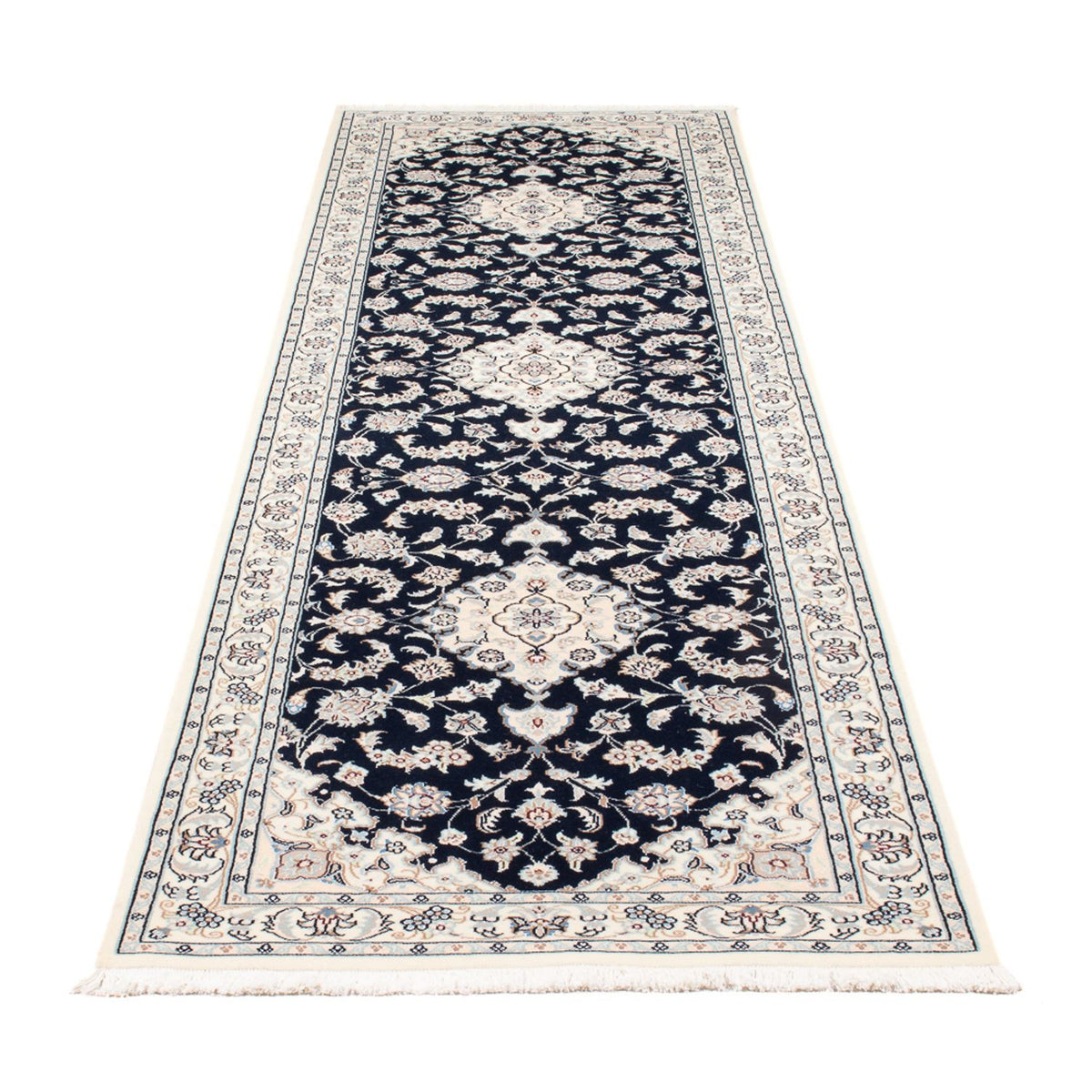 Løber Persisk tæppe - Nain - Premium - 300 x 80 cm - mørkeblå