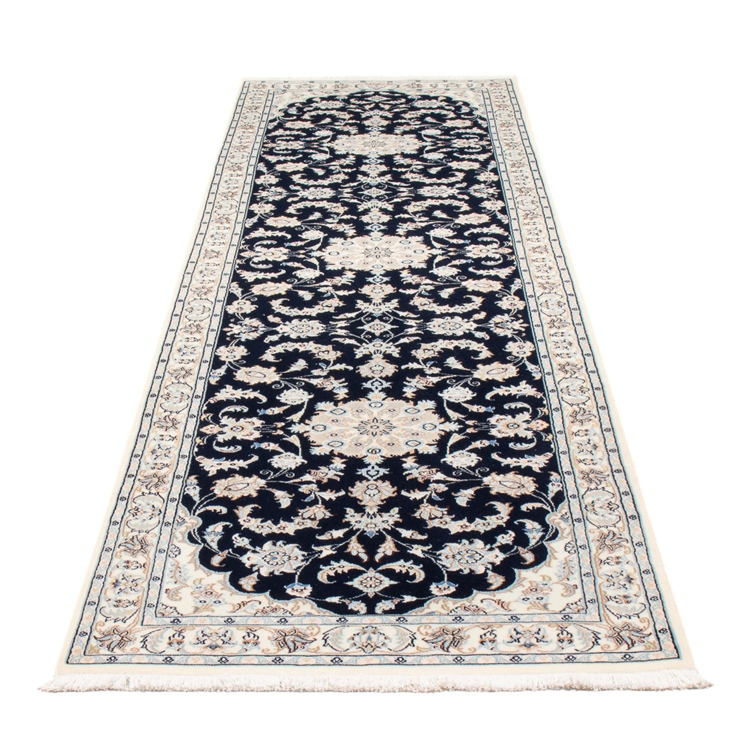 Løber Persisk tæppe - Nain - Premium - 301 x 83 cm - mørkeblå