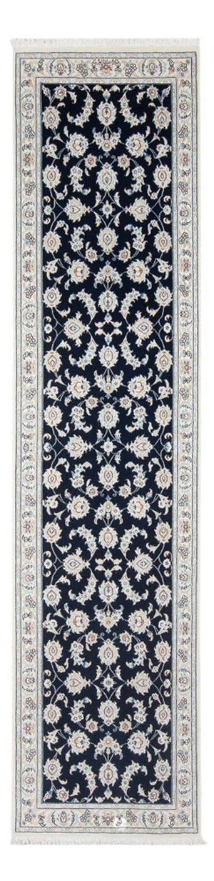 Løber Persisk tæppe - Nain - Premium - 302 x 82 cm - mørkeblå