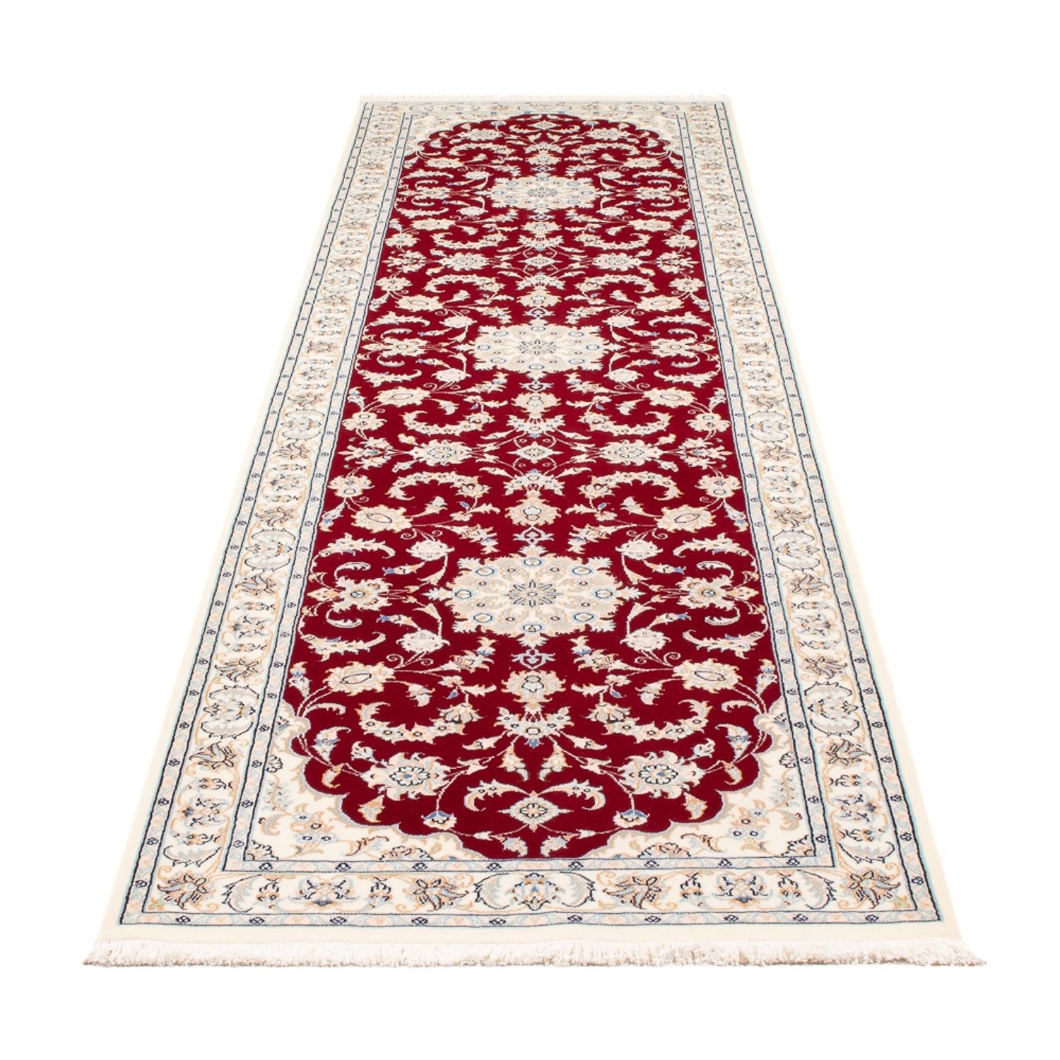 Løber Persisk tæppe - Nain - Premium - 302 x 82 cm - rød