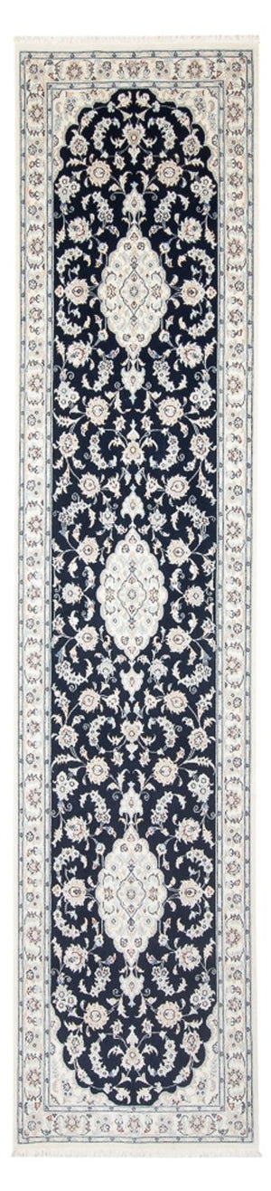 Løber Persisk tæppe - Nain - Premium - 344 x 90 cm - mørkeblå