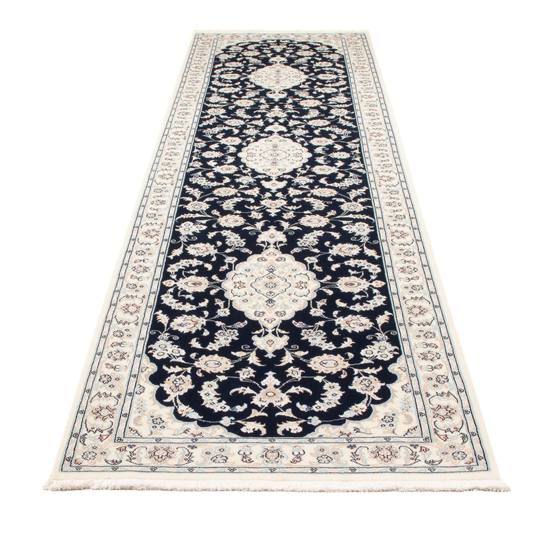 Løber Persisk tæppe - Nain - Premium - 344 x 90 cm - mørkeblå