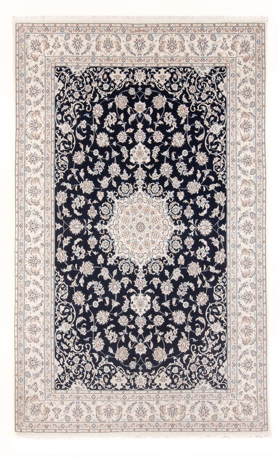 Persisk tæppe - Nain - Premium - 301 x 202 cm - mørkeblå