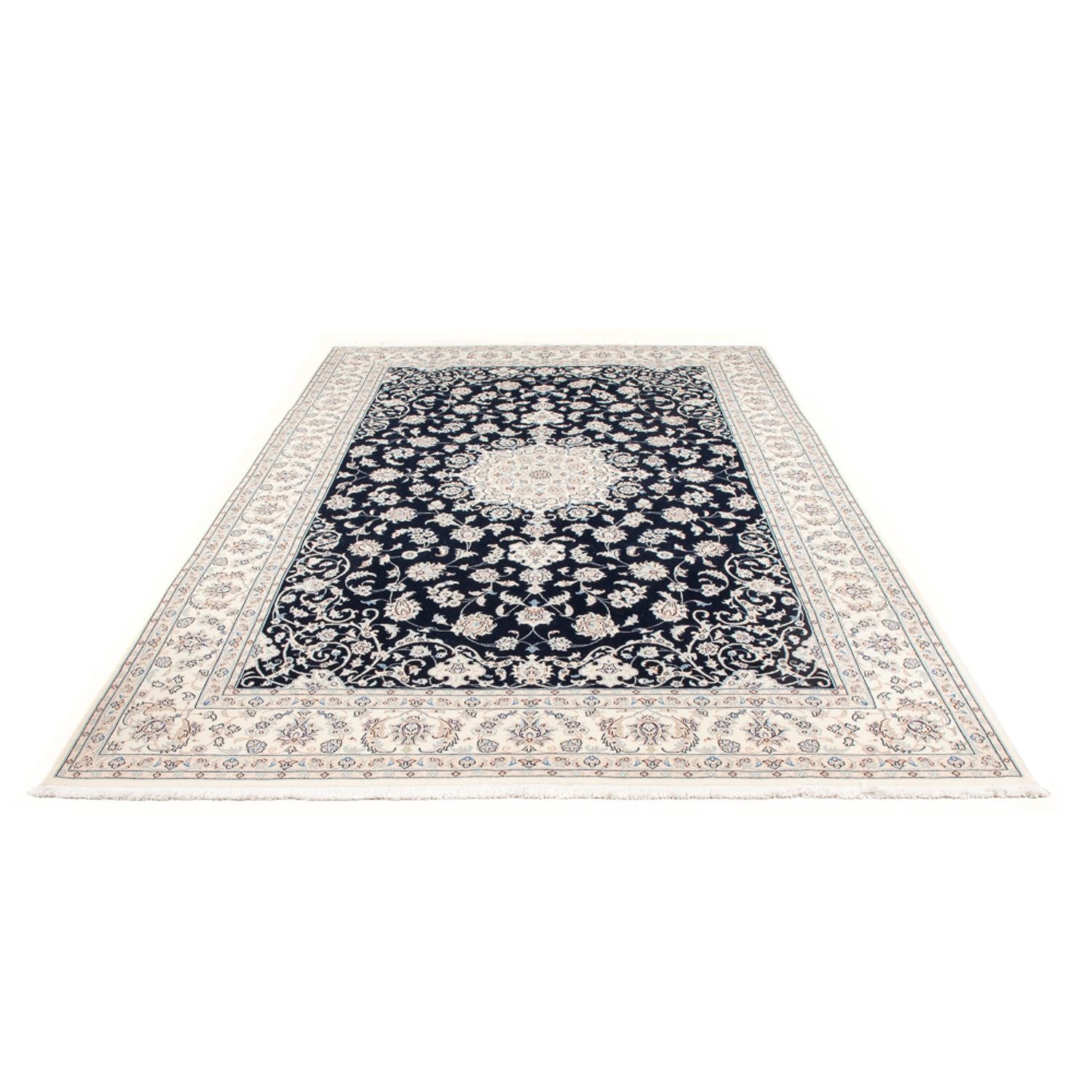 Persisk tæppe - Nain - Premium - 301 x 202 cm - mørkeblå